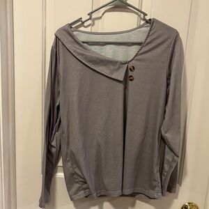 Women’s Asymmetric Button Detail Long Sleeve Top - Taupe